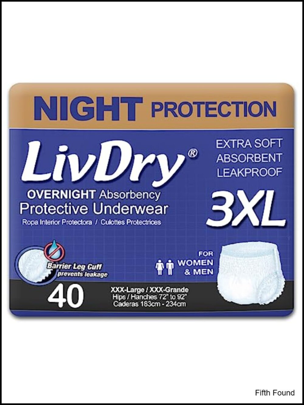 Plus Size Overnight Adult Diapers Pull-On 3XL 40ct Incontinence Underwear